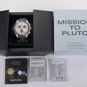 New Omega x Swatch Mission to Pluto Moonswatch Bioceramic Red Men's Watch + B&P